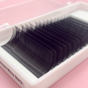 Ultra Dark Mega Volume Ventiladores de pestañas simétricos Retención de rizo completo Extensiones de pestañas de fibra PBT coreanas personalizables - Product Image 5