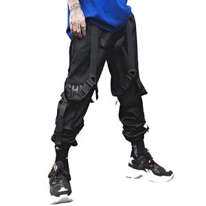 Techwear Pantalon cargo pour hommes Techwear Dark Style Streetwear Pantalon Ninja fonctionnel à taille élastique avec sangle Tissu tactique - Product Image 1