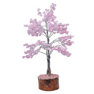 Árboles de cuarzo rosa Cristales Árbol Cuarzo Rosa 300 Chips Alambre de plata Árbol Cristal Propiedades metafísicas Tienda en línea - Product Image 1