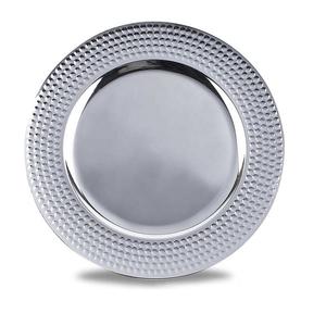 Assiette de chargeur en bois fait à la main élégante classique unique fantaisie personnalisée plaque de chargeur en ardoise ronde martelée pour la fête - Product Image 1