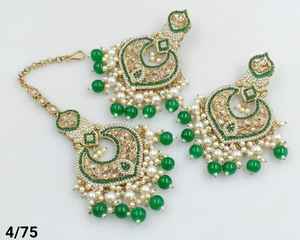 MOTIPEARL CHANDBALI INDIAN GOLD PLATED EARRING TRADITIONAL DROP & TONE EARRING &MANGTIKKA <b>SET</b> WOMEN & <b>GIRLS</b> - Product Image 3