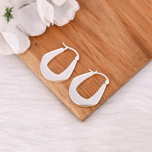 Pendientes de Plata de Ley 925 Hechos a Mano con Diseño Étnico, Joyería Fina Personalizada, Aro de Plata Simple para Bodas, de Fábrica - Product Image 3