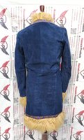 Rétro afghan penny lane manteau en daim véritable garniture pour femme avec fausse fourrure survêtement en cuir véritable daim penny lane long manteau pour