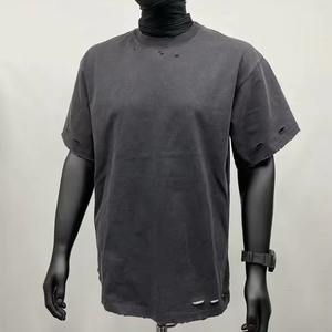 Nouveau 100% coton tissu surdimensionné hommes lavage à l'acide T-Shirt pour hommes personnalisé en détresse T-Shirt avec solide blanc 2025 T-Shirt surdimensionné - Product Image 1