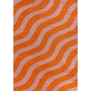 Alfombra de poliéster estampada en naranja y rosa Joli Wave para dormitorio, oficina, habitación de adolescentes - Product Image 1