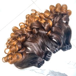 100% ensemble frontal de cheveux humains vierges vietnamiens Extensions de tissage de cheveux Machine Double trame couleur rebondissante - Product Image 1