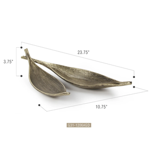 แผ่นเสียงโลหะเคลือบทองเหลืองรูปใบไม้คู่แบบโบราณสำหรับใช้ในโรงแรมและร้านอาหาร - Product Image 3