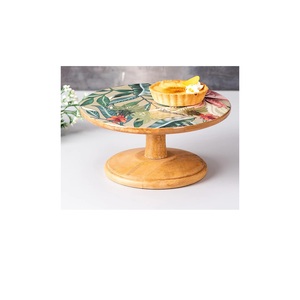 Soporte redondo de madera con estampado de taza dulce para pastel, precio al por mayor, diseño hecho a mano, soporte de pastel impreso con esmalte de madera, fiesta de cumpleaños en casa - Product Image 5
