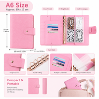Organiseur compact personnalisé A6 en cuir PU avec fermeture à pression, classeur à 6 anneaux rechargeable, emplacements pour cartes, carnet de notes