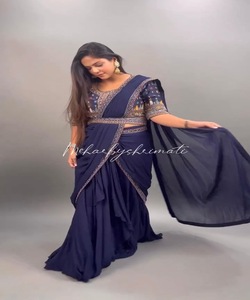 Sari Silk prêt à porter vêtements de mariage de fête indiens en prix de gros broderie traditionnelle travail banarasi khadi - Product Image 1