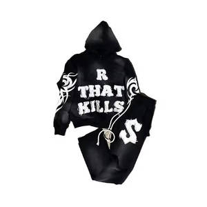 Nouveaux survêtements d'hiver pour hommes à capuche, style streetwear déchiré, manches longues, design avec poches, vente directe d'usine - Product Image 5