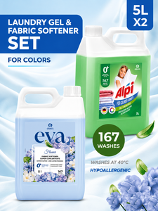 Ensemble de lessive Alpi Color Détergent & Adoucissant Eva 5L Gel parfumé aux fleurs pour vêtements (167 lavages) - Product Image 2