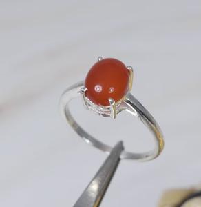 Anillo de cornalina de Plata de Ley 925, anillo de meditación de aniversario de boda con piedras preciosas hechas a mano con ajuste de bisel - Product Image 1