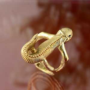 Anillo de Lagarto con Diseño Moderno, Anillos Boho de Latón para Mujer, Chapado en Oro de 18k, Anillo Abierto con Textura de Animal Gótico para Venta al por Mayor/OEM/ODM - Product Image 4
