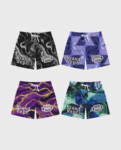 Pantalones cortos estampados de tendencia para hombre con cintura elástica Material de malla transpirable Cordón y bolsillos estampados para presentaciones - Product Image 1