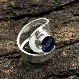 Natural London Blue Topaz Gemstone 925 Sterling Silver <b>Band</b> Ring December Birthstone Jewelry Gift For Women - Product Image 5