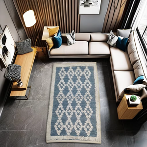 พรมผ้าฝ้ายทอมือสำหรับวิ่งพรมปูพื้นสไตล์โมเดิร์นการตกแต่งบ้านพรมทอสำหรับสวดมนต์ในห้องโถงพรมสำหรับวัยรุ่น - Product Image 1