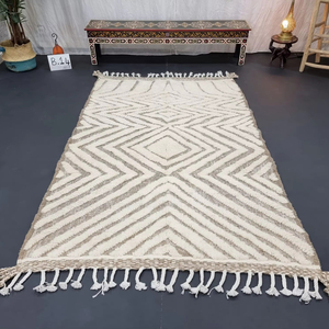 Tapis berbère blanc et marron fait à la main personnalisé tapis marocain en laine Unique pour salon chambre à coucher tapis décoratif au sol - Product Image 1