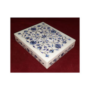 Nuevo diseño atractivo hermoso mármol blanco incrustaciones azul madre de perla joyero para decoración del hogar y regalos - Product Image 1