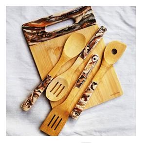 Juego de artesanías de La India de 2 servidores de ensalada de madera de mango utensilios de cocina únicos herramientas de ensalada de madera hechas a mano - Product Image 3