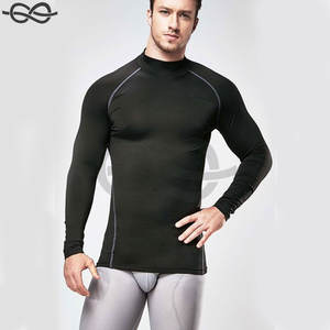 Camisetas de compresión de manga larga con cuello alto térmico para hombre, ropa deportiva personalizada OEM, comodidad de rendimiento - Product Image 2