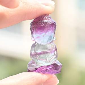 Wholesale Natural Clean Quartz Fluorite Baby <b>Buddha</b> Carving DIY Character <b>Ornaments</b> Halloween Crystal Crafts for Gifts - Product Image 3