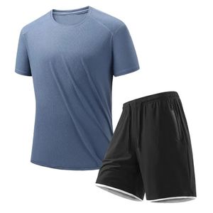 Camiseta de manga corta de nailon de seda helada, pantalones cortos, traje deportivo de verano para hombres y mujeres, patrón informal de estampado para correr para primavera - Product Image 1