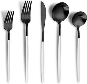 Classic European Style Wholesale Stainless Steel Silverware Wedding Cutlery Knife Spoon and Fork <b>Black</b> Flatware <b>Set</b> for <b>Dinner</b> - Product Image 1
