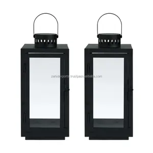 Luxury Stainless Steel <b>Candle</b> <b>Lantern</b> <b>with</b> Handle Contemporary <b>Black</b> Metal <b>Candle</b> Holder for Minimal Decor Glow Digital Printing - Product Image 4