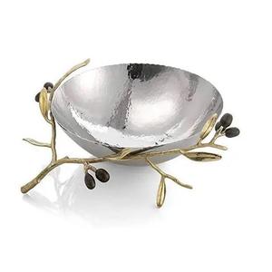 Bol de service en acier inoxydable au design tendance avec support à motif de feuille Qualité exclusive Articles de cuisine Fruits Snacks Noix Bol de service - Product Image 1