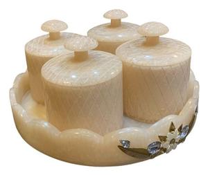 Beau plateau en résine avec ensemble de bocaux à motif de fruits Vaisselle parfaite pour la décoration de la cuisine et le cadeau donnant un style de nourriture élégant - Product Image 5