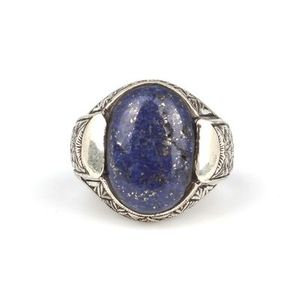Men's <b>Ring</b> 925 Sterling Silver Rose Gold Plating Handcrafted Engraved Oval <b>Lapis</b> <b>Lazuli</b> Stone Adjustable Bezel Setting <b>Ring</b> Gift - Product Image 3