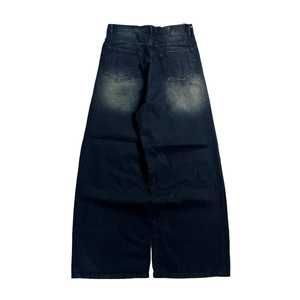 Pantalones Vaqueros Desgastados Oscuros de Moda Urbana, Estilo Vintage Desteñido al Sol, Ropa Urbana Hip Hop, Jeans Holgados de Corte Recto para Hombre - Product Image 5