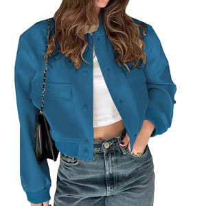 High Quality Women Regular Varsity Jackets Breathable Canvas Knitted Latest Style Long Sleeves - Product Image 5