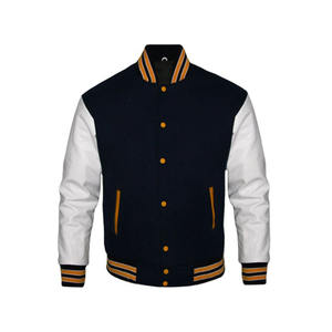 OEM ODM Custom Embroidered <b>Buttons</b> Baseball Letterman Pullover Varsity Jacket Solid Silk Screen Printing Wholesale for Men - Product Image 5