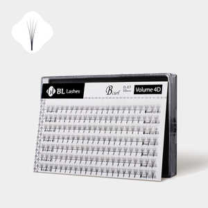 Cils préfabriqués en éventail BL Volume 4D, en matériau PBT coréen de haute qualité, modèle à tige courte YY Mix CC/DD/C D, Volume Russe - Product Image 1