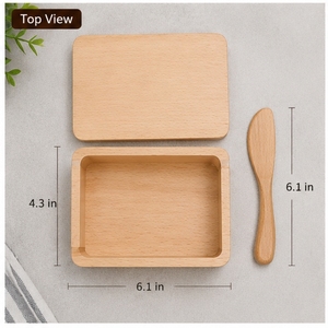Wood Salt Box With Lid 4.3 In X 2.0 In Durable Handmade Wooden <b>Container</b> For Kitchen Use - Product Image 3