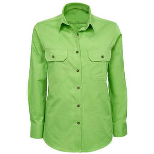 Chemise de travail en tissu tricoté à manches longues pour femmes, bouton avant Options personnalisées Logo imprimé uniformes du personnel solides - Product Image 4