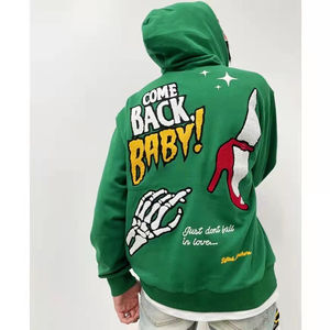 Streetwear sweats à capuche lavés à l'acide sérigraphie 100% coton 400 GSM Logo personnalisé en gros poids lourd épaule tombante sweats à capuche pour hommes - Product Image 5