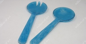 ชุดช้อนส้อมเรซินสีกรมท่าพร้อมที่จับเรซินเครื่องมือช้อนแบนสำหรับห้องครัวและโรงแรมบ้าน - Product Image 6