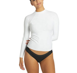 เสื้อรัดรูปแขนยาวกันแดด UPF50+ สำหรับผู้หญิง ออกแบบโลโก้ได้ตามต้องการ รับผลิตแบบ ODM OEM เหมาะสำหรับกีฬาทางน้ำและฟิตเนส - Product Image 6