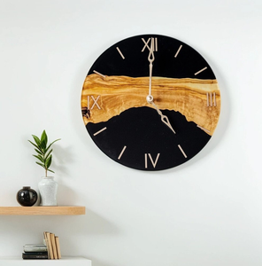 Proveedor al por mayor de madera y resina Reloj de pared para el hogar de alta calidad dormitorio pared decorar resina reloj precio más bajo - Product Image 1