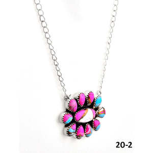 Southwest Style Cotton <b>Candy</b> Mohave & Sterling Silver Bezel-Set <b>Necklace</b> Gift - Product Image 3
