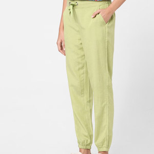 Material de algodón puro logotipo personalizado impreso Color sólido mujeres Jogging pantalones Top artículo de moda Pantalones frescos para mujer - Product Image 2