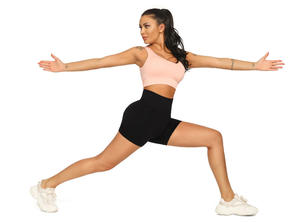 กางเกงขาสั้นเอวสูงสำหรับผู้หญิงกางเกงขาสั้นโยคะแบบมีกระเป๋าสำหรับออกกำลังกายลดน้ำหนัก - Product Image 3