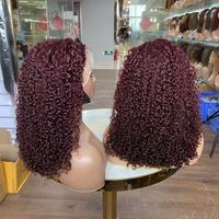 Peluca de cabello humano con frente de encaje 13x4, estilo pixie curl, súper doblemente trenzada, de 14 pulgadas, disponible en 6 colores.