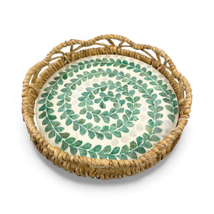 Table de service et décoration d'intérieur en jacinthe d'eau flexible, style bohème décoratif, incrustation de nacre, fabriquée à la main au Vietnam - Product Image 1