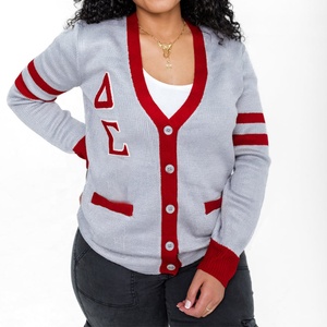 Dalta Sigma Women Sweaters Sorority Ladies Long <b>Cardigan</b> Knitwear Long Sleeve top Knitted <b>Cardigans</b> for Women custom logo DST - Product Image 1