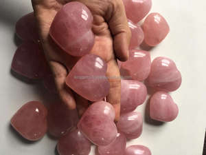 Cœur en cristal de quartz rose naturel, pierre précieuse polie, sculpture de cœur - Product Image 3