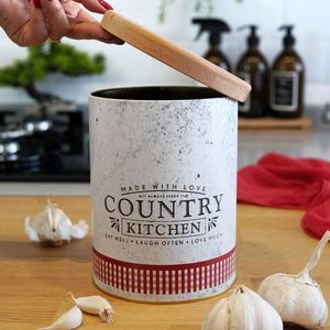 Kontensan ER2287O Vintage Bee & Laurel Elegance Tapa de madera para caja de almacenamiento redonda de metal de 140x180mm con diseño elegante - Product Image 3